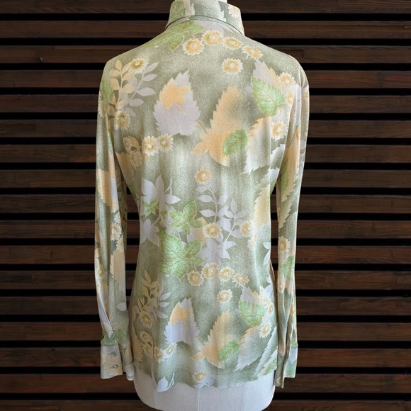 Vintage 'Shirt Accent' Brand Floral Print Pointed Collar Women's Small 1970s - Picture 2 of 8